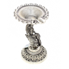 Oil Lamp Diya Deepak 925 Sterling Silver Temple Pooja Aarti Prayer Bird W506